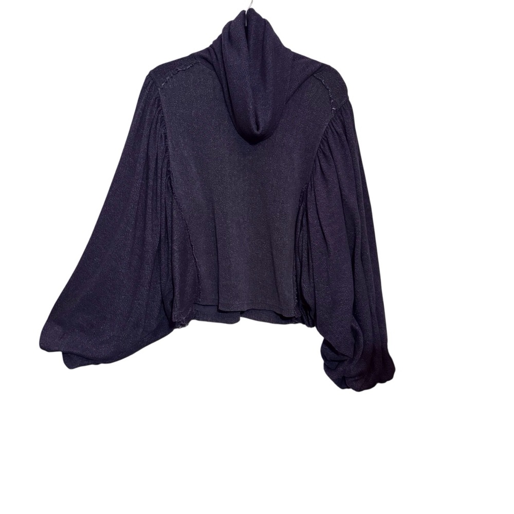 Free People Small Blue Oversized Turtleneck Sweater Boho Western Balloon Sleeve